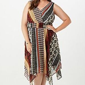 Dress Barn Shark Bite Hem Dress - Southwest Aztec Boho